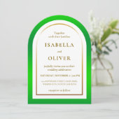 Invitation Grass green and golden gradient frame wedding (Debout devant)