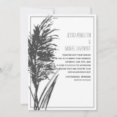 Invitation Grass Pampas noir sur Mariage blanc (Devant)
