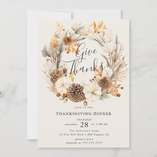 Invitation Gratitude d'automne Thankgiving (Devant)