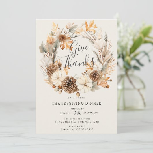 Invitation Gratitude d'automne Thankgiving (Debout devant)