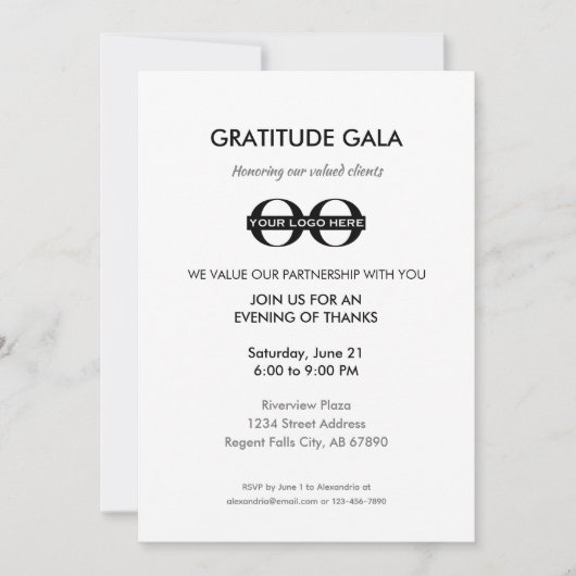 Invitation Gratitude Gala Client Appréciation Event (Devant)