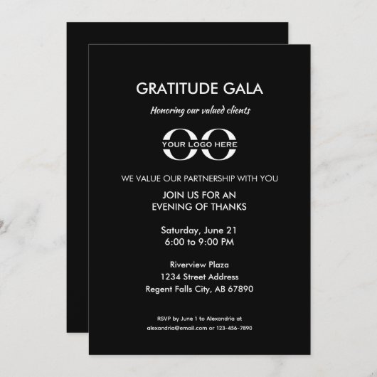 Invitation Gratitude Gala Client Appréciation Event (Devant / Derrière)