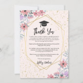 Invitation Gratitude Purple watercolor flowers with gold  (Devant)