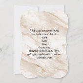 Invitation Gratuit Merci Bienheureux Marbre Moderne Plume (Dos)