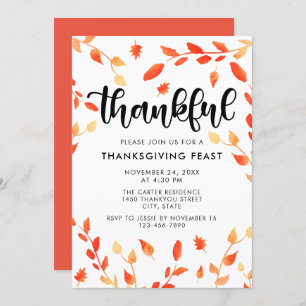 Invitation Gratuit Script Chute Foliage Aquarelle Feuilles