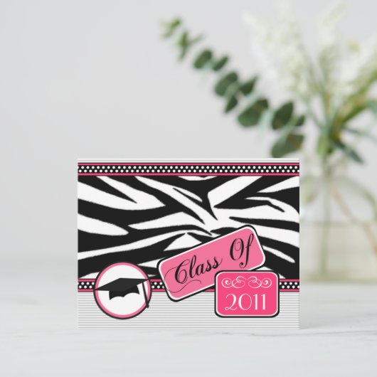 Invitation Graudation Class Of 2011 Zebra Print (Debout devant)