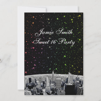 Invitation Gravé V Sweet 16 de la skyline de NYC 2 Rainbow St