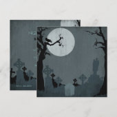 Invitation Graveyard et Pleine lune d'Halloween (Devant / Derrière)