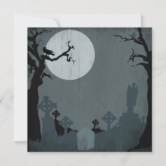 Invitation Graveyard et Pleine lune d'Halloween (Devant)