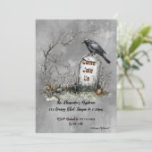 Invitation Graveyard Raven Personnalisé Élégant (Debout devant)