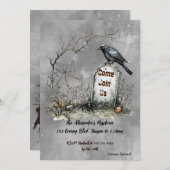 Invitation Graveyard Raven Personnalisé Élégant (Devant / Derrière)