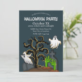 Invitation Graveyard Zombie et Ghosts mignon fête d'Halloween (Debout devant)