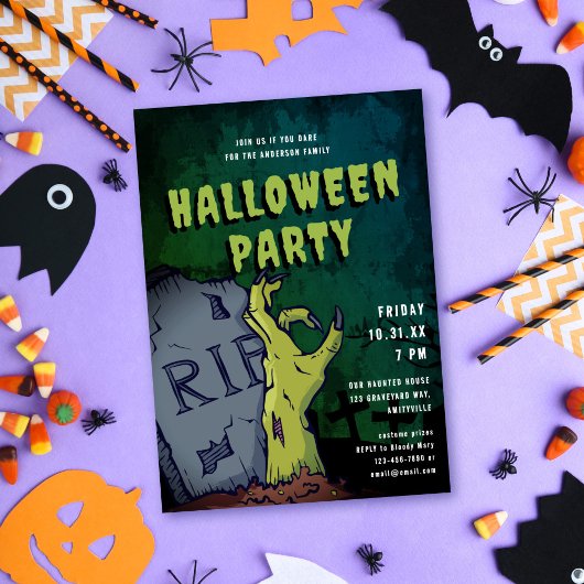 Invitation Graveyard Zombie Halloween Party