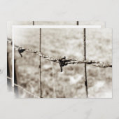 Invitation Gravure de fil barbelé (Sepia) (Devant / Derrière)