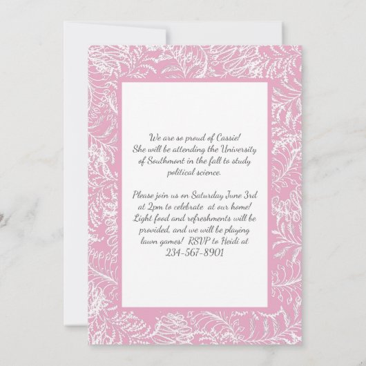 Invitation Gravure Fern Vintage Photo (Dos)