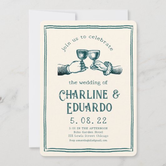 Invitation Gravure médiévale rétro Mariage (Devant)