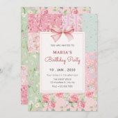 Invitation Gravure vintage à fleurs (Devant / Derrière)