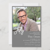 Invitation Gray 50th Birthday Photo (Devant)