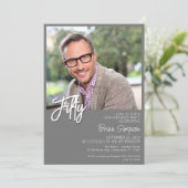 Invitation Gray 50th Birthday Photo (Debout devant)