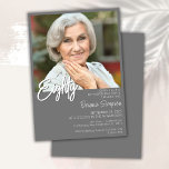 Invitation Gray 80th Birthday Photo<br><div class="desc">Photo moderne minimaliste gris et blanc 80e anniversaire invitation pour une fête d'anniversaire amusante. L'âge peut être changé. Cette invitation est simple et élégante, adulte jalon d'anniversaire invitation pour les hommes et les femmes. La couleur gris et blanc arrière - plan peut être changée en n'importe quelle couleur de votre...</div>