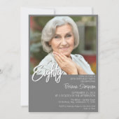 Invitation Gray 80th Birthday Photo (Devant)