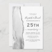 Invitation Gray Agate Argent 25e Anniversaire (Devant)
