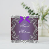 Invitation Gray and Purple Sweet 16 Anniversaire (Debout devant)