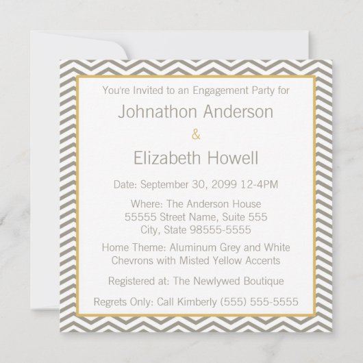 Invitation Gray and White Chevron Mariage Engagement Party (Dos)