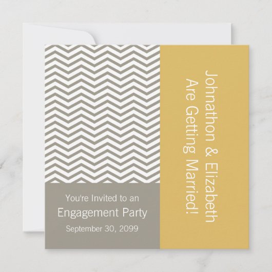 Invitation Gray and White Chevron Mariage Engagement Party (Devant)