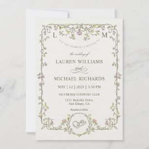 Invitation Gray Beige Personnalisé Et Ils Vivaient Mariage