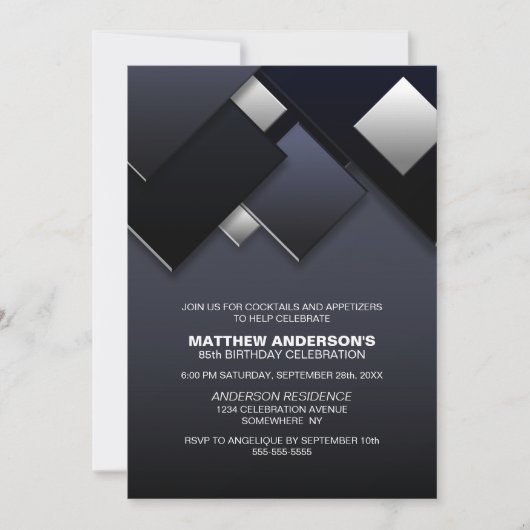 Invitation Gray Black 85th Cocktail Anniversaire (Devant)