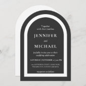 Invitation Gray black white text wedding (Devant / Derrière)