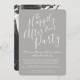 Invitation Gray blanc heureux jamais après la fête de mariage