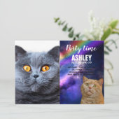 Invitation Gray cat yellow (Debout devant)