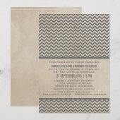 Invitation Gray Chic Chevron Mariage Inviter (Devant / Derrière)