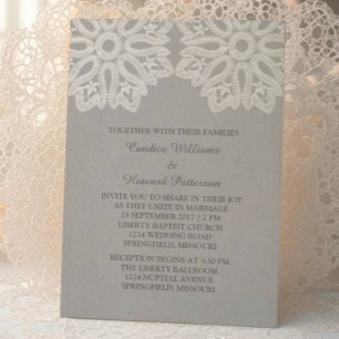 Invitation Gray Elegant Lace Wedding Inviter