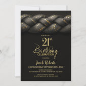 Invitation Gray Gold Braid 21e fête d'anniversaire (Devant)