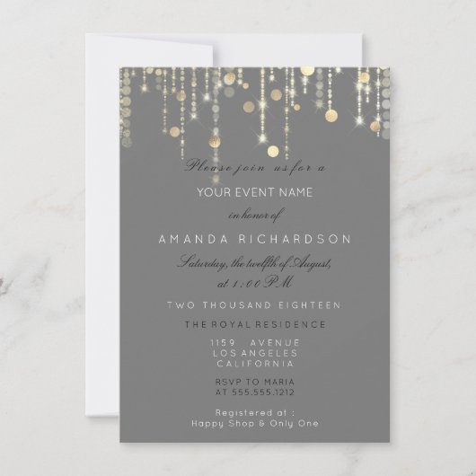 Invitation Gray Gold Drives Confetti Naissance nuptiale (Devant)