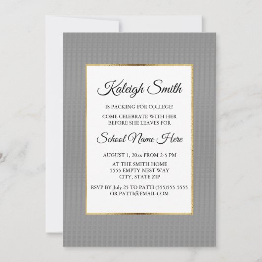 Invitation Gray Gold et White Trunk Party (Devant)