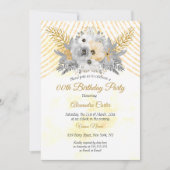 Invitation Gray Gold Sepia Floral Bouquet Anniversaire (Devant)