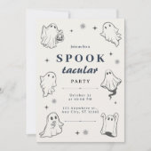 Invitation Gray Illustrated Ghosts Halloween Party (Devant)