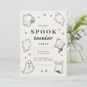 Invitation Gray Illustrated Ghosts Halloween Party (Debout devant)