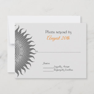 Invitation Gray Mandala sur Noir Mariage RSVP