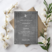 Invitation Gray modern monogram rustic wedding