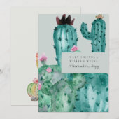 Invitation Gray rose Floral Désert Cactus Folithe (Devant / Derrière)