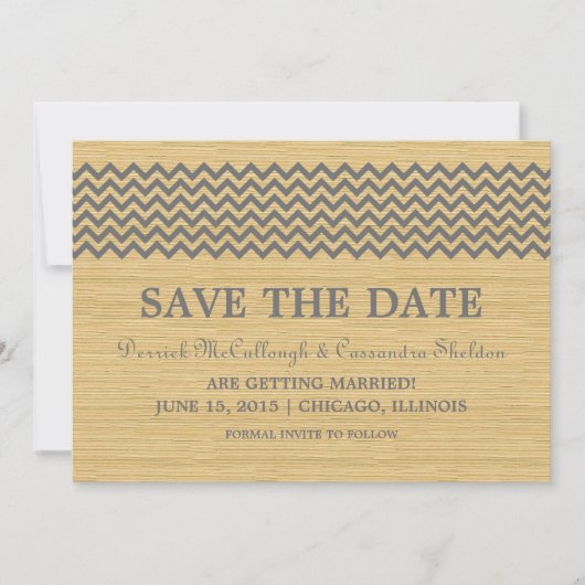 Invitation Gray Rustic Chevron Enregistrer l'Invitation de da (Devant)