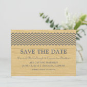 Invitation Gray Rustic Chevron Enregistrer l'Invitation de da (Debout devant)