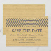 Invitation Gray Rustic Chevron Enregistrer l'Invitation de da (Devant / Derrière)