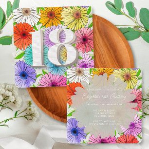 Invitation Gray Rustic Floral Printemps 18e fête d'anniversai