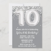 Invitation Gray Silver 10e fête d'anniversaire (Devant)